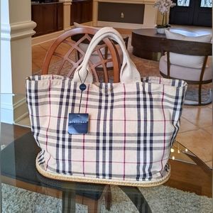 ♥️Burberry Nova check espadrille beige canvas tote